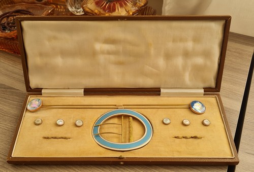 Antique enamel accessory set - antique,