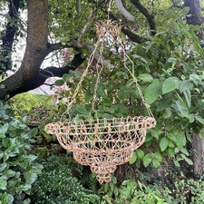 Large Vintage Wire Work Hanging Basket