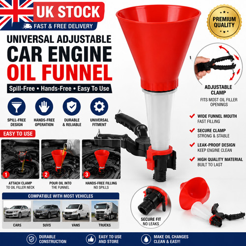 Adjustable engine oil funnel - engine,