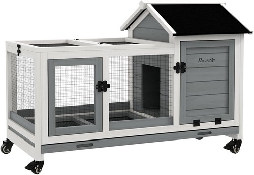 Wooden rabbit hutch with - wooden,