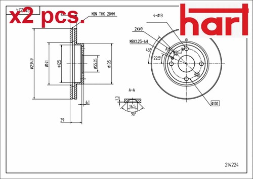 Pcs front brake disc set - x2,