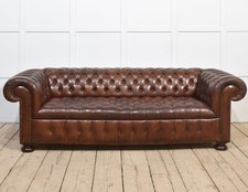 Vintage Brown Leather Chesterfield Sofa | Deep-Buttoned Elegance