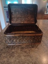 Vintage hinged wood wicker - wood,