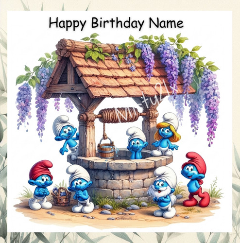 Personalised smurfs greeting - personalised,