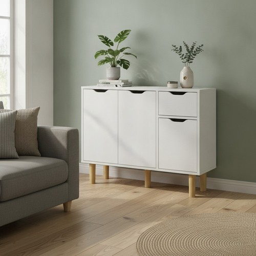 White wooden sideboard - white, file
