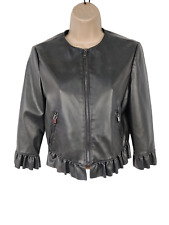 WOMENS ZARA BASIC SIZE EUR SMALL BLACK COLLARLESS PEPLUM HEM ZIP UP JACKET COAT