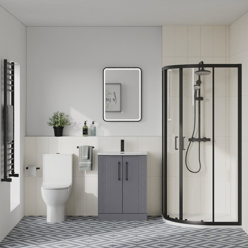 Curved 600mm grey vanity - curved,
