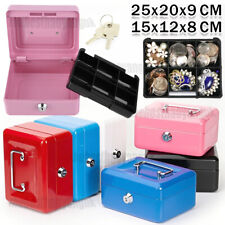 10" Metal Cash Box Money Coin Bank Deposit Steel Tin Security Safe Key Lockable