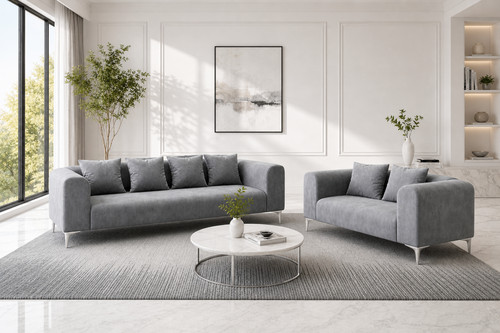 Luxury light grey velvet sofa - luxury,