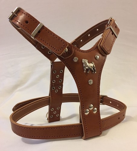 Pug harness real leather - harness,