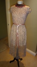 Zara Trafaluc Nude Lace Dress With Dusty Pink Half Lining Size S, 10/12