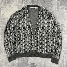 Vintage knitted Cosby style cardigan Large Mens Boxy Fit 90s Indie Boho Grunge