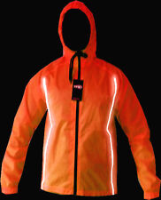  CYCLING JACKET Hi Viz HIGHLY VISIBLE HOODED WINDPROOF WATERPROOF BREATHABLE !!!