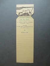 1930s BOOKMARK Braille Books for the Blind Charity Appeal National Library 