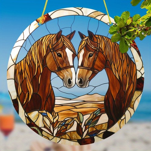 Elegant brown horses couple - brown,