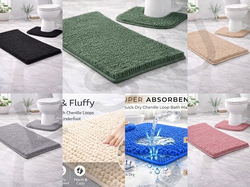 Shaggy 2pc chenille bath mat - 2pc,
