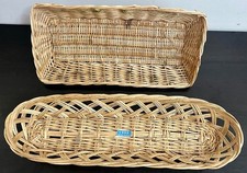 Vintage Unbranded Baguette (Bread) Mixed Sized Hamper/Storage Basket Bundle x2