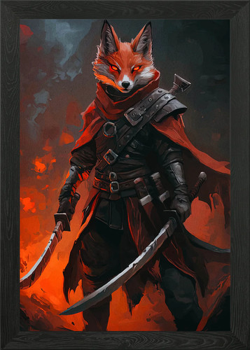 Fox warrior with - with, framed