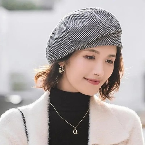 Womens wool beret plaid - wool,