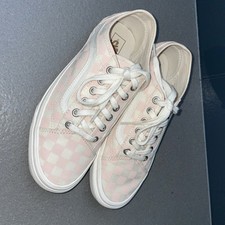 Vans Off The Wall Checker Trainers Size 5 Pink 100% Organically Cotton Vgc 