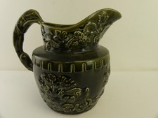(refRJ2) Wood Hound Handle Large jug green glazed 24cm tall