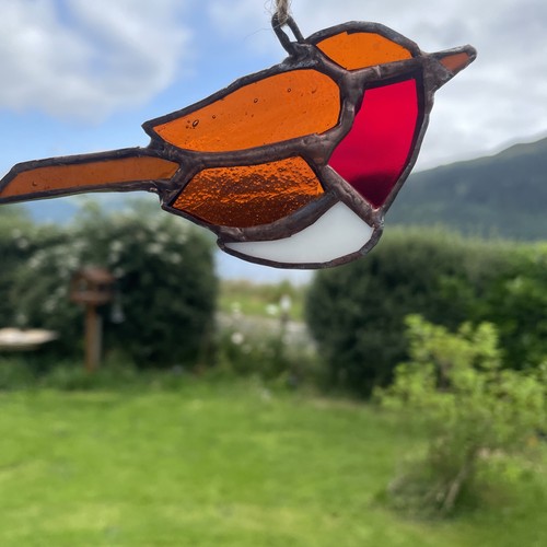 Handmade stained glass robin - handmade,