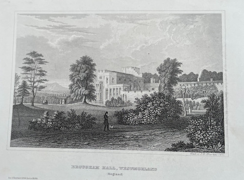Antique print brougham hall - antique,