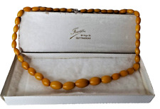 FINE ANTIQUE 1920S EGG YOLK/BUTTERSCOTCH GRADUATED BAKELITE AMBER NECKLACE BOXED