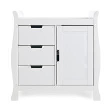 Obaby Stamford Sleigh Changing Unit White - Baby Changer With Storage