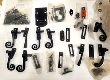 Black cast iron ironmongery- assorted box (mostly window furniture)