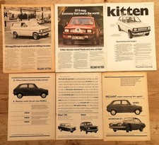 RELIANT REBEL + KITTEN   -  6  RARE VINTAGE ADVERTS  -  ORIGINAL