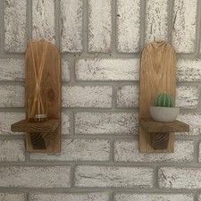 2x Handmade Wooden Wall Sconce