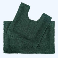 100% Cotton Luxury Reversible 2-Pc Bath & Pedestal Mat Set Thick, Soft, Non-Slip