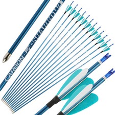 31" Pure Carbon Arrows SP400-1000 Shaft 2" Feathers ID4.2mm Archery Bow Hunting