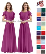 AF A-Line Scoop Neck Floor-Length Chiffon Bridesmaid Party Dress With Ruffle