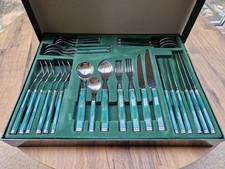 Marks and Spencer 28 Piece Boxed Cutlery Set with Green Handles