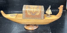 Rare Vintage Sorrento Ware Spinning Tiki Boat Dancing Lady Music Jewellery Box