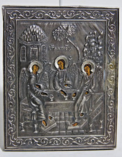 VERY BEAUTIFUL OLD SILVER RUSSIAN ICON WITH HALLMARKS - VERY RARE - L@@K