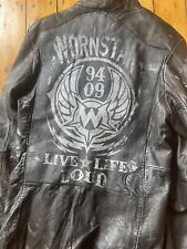 WORNSTAR USA STAGE WEAR One of a kind “LIVE LIFE LOUD” LEATHER  JACKET (Size L)