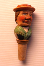 Vintage ANRI Hand Carved Mechanical Bottle Stopper Cork ~ Fifties Female Yakker