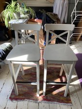 2x White IKEA INGOLF Bar Stools