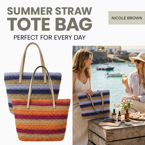 Nicole brown straw tote - nicole,