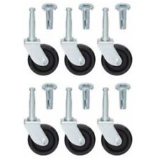 6 x Furniture swivel Castor Wheels With Inserts-For Divan Bed Sofa Settee Chair