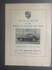 1956 Porsche 1600 Coupe Autocar Road Test Brochure - RARE Awesome REPRINT
