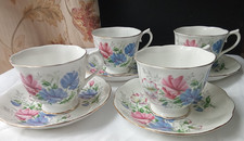 Royal Albert Bone China FOUR Cup & Saucers Friendship Sweet Pea