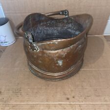 Vintage Brass Coal Scuttle Bucket Helmet Shaped Storage Fireplace  FIRE Planter