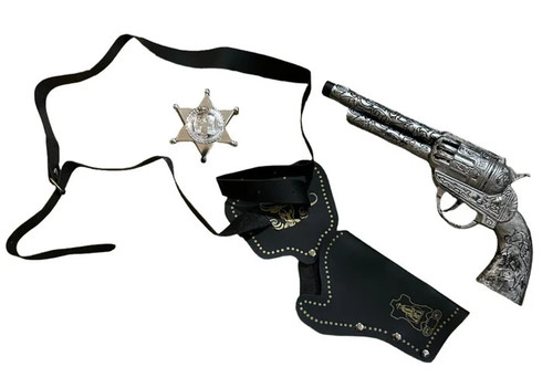 Silver cowboy gun and holster - silver,