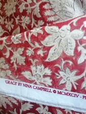 Nina Campbell Grace new vintage fabric 3.4 yards 1994 red beige