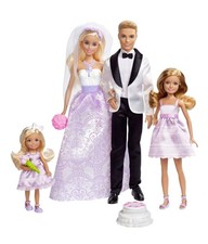Barbie and Ken Wedding Gift Set 4 Dolls Bride Groom Bridesmaids Playset Toy