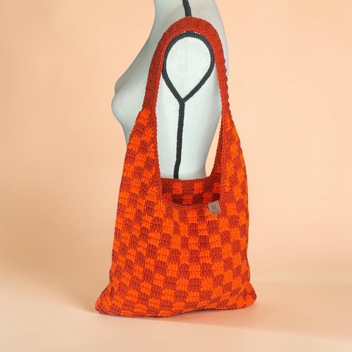 Handmade orange clay checker - handmade,